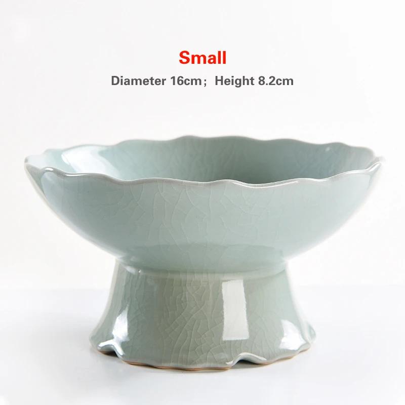 Living Room Household Snacks Tribute Plate Bowl Light Luxury Tea Table Blue and White Ceramic High Foot Tea Tray Fruit Plate