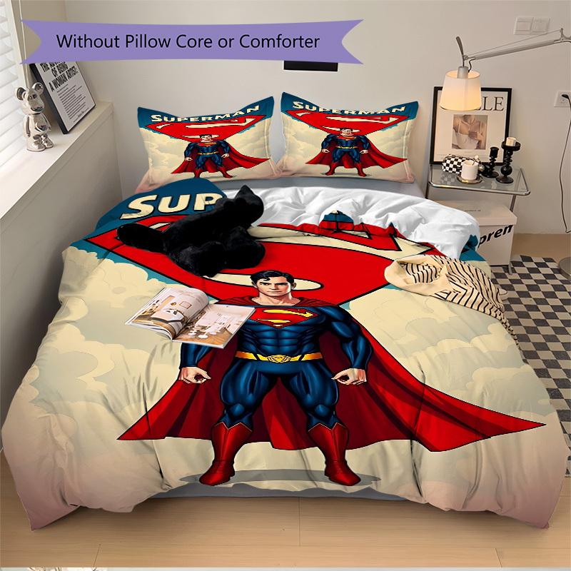 3pcs Superman Cover Set,Soft Comfortable Duvet Cover,Guest Room (1*Duvet Cover + 2*Pillowcases, Without Core) Yy251024178