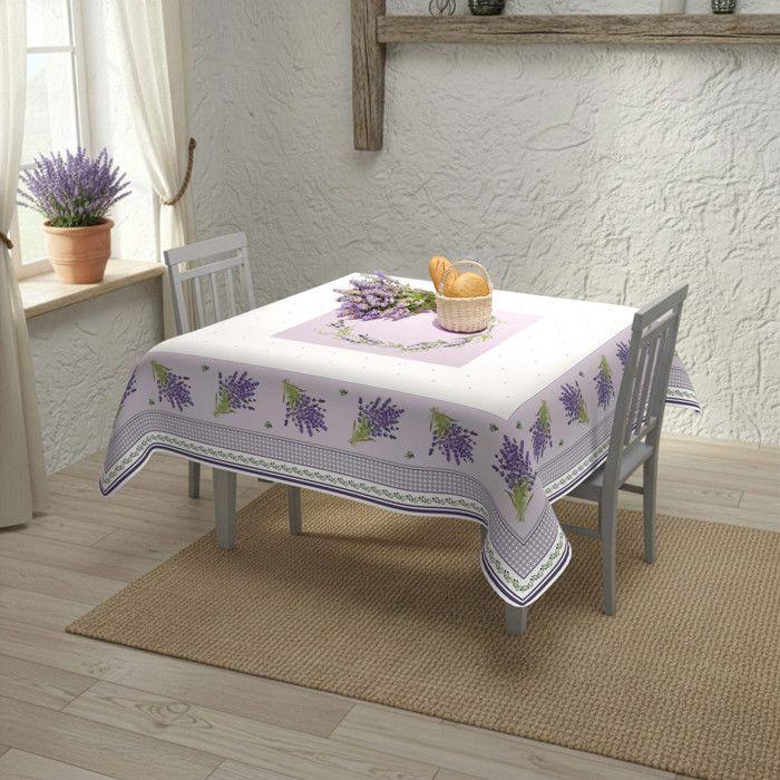 Square 180x180 Cm PROVENCE Printed Stain-resistant Tablecloth, by Soleil d'Ocre