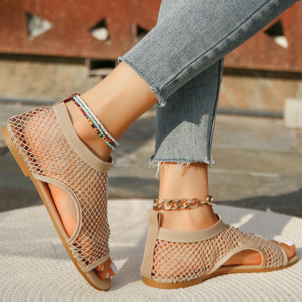 Women Round Head Exposed Toe Summer Sandals Beach Fashion Shoes Running Flats