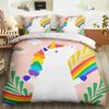 Kawaii Unicorn Colorful Luminous Unicorn Kids Bedding Set For Girls Pink Deluxe Quilt Cover Bedding Set King Queen Quilt Cover
