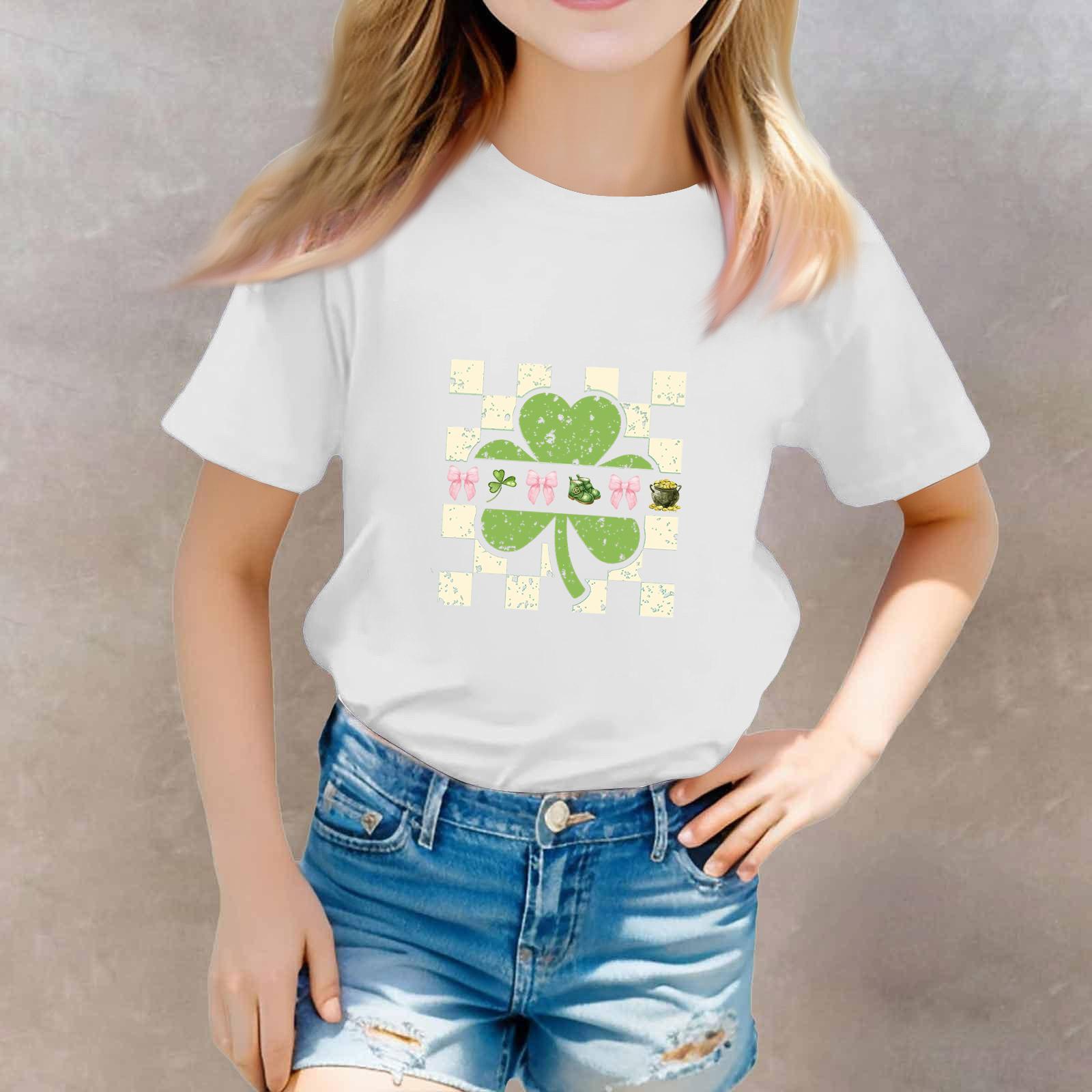 

St. Patrick s Day Toddler Girl Boy T-Shirts Kids Top Boys And Girls Printed Short Sleeved T-shirt 160 білий