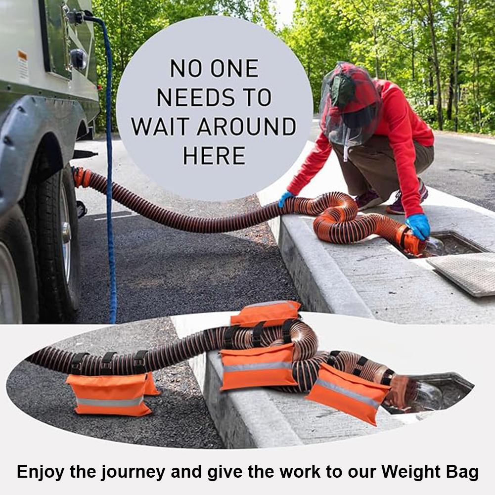RV Sewer Weight Bag with Reflective Strip 600D Oxford Cloth Camping Drain Weight Bag Waterproof for RV Sewer Hose Fastening
