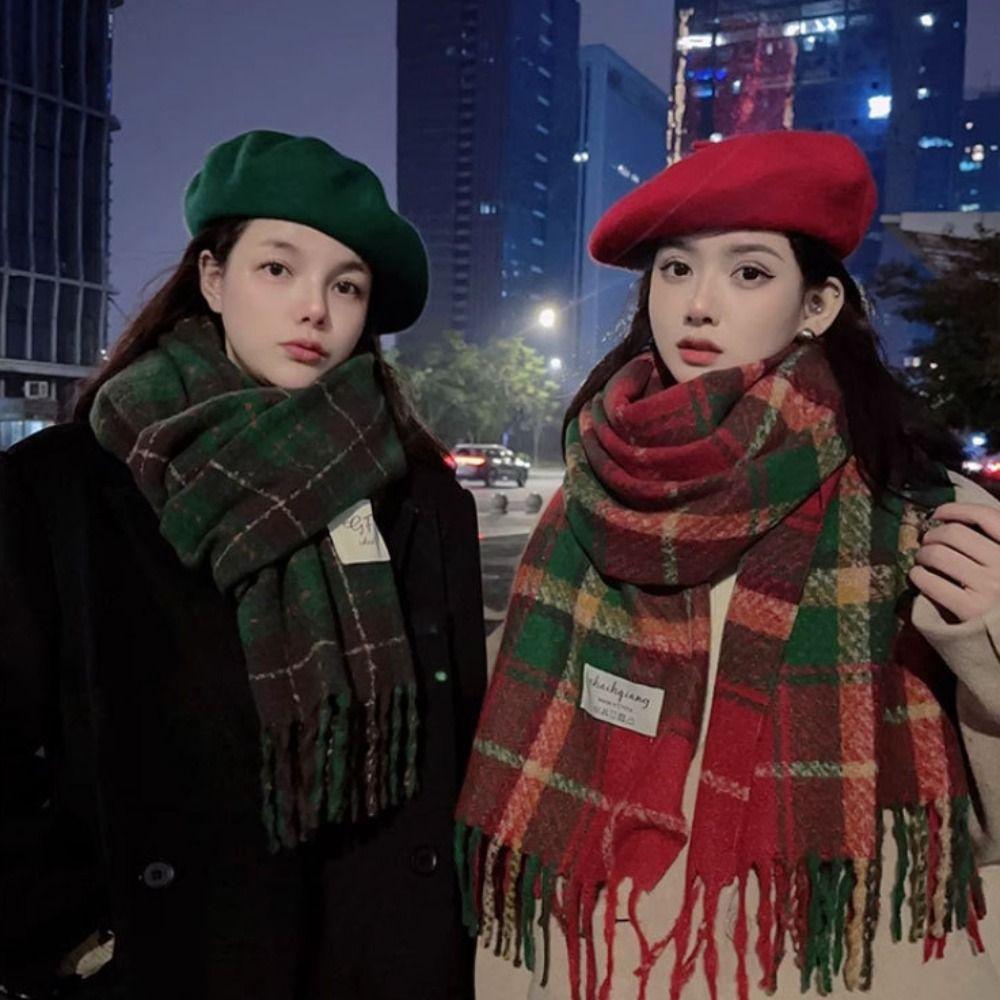 Cashmere Shawl Cashmere Scarves Thicken Warm Scarf Classic Tassel Shawl  Christmas