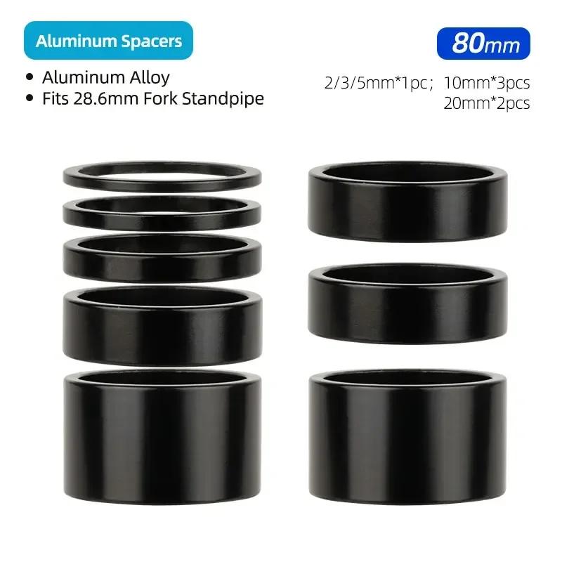 Aluminum Spacer 1-1/8" 28.6mm Bicycle Front Fork Standpipe Headset Stem Alloy Washer Multi-size Height Handlebar Rise-up Adjust