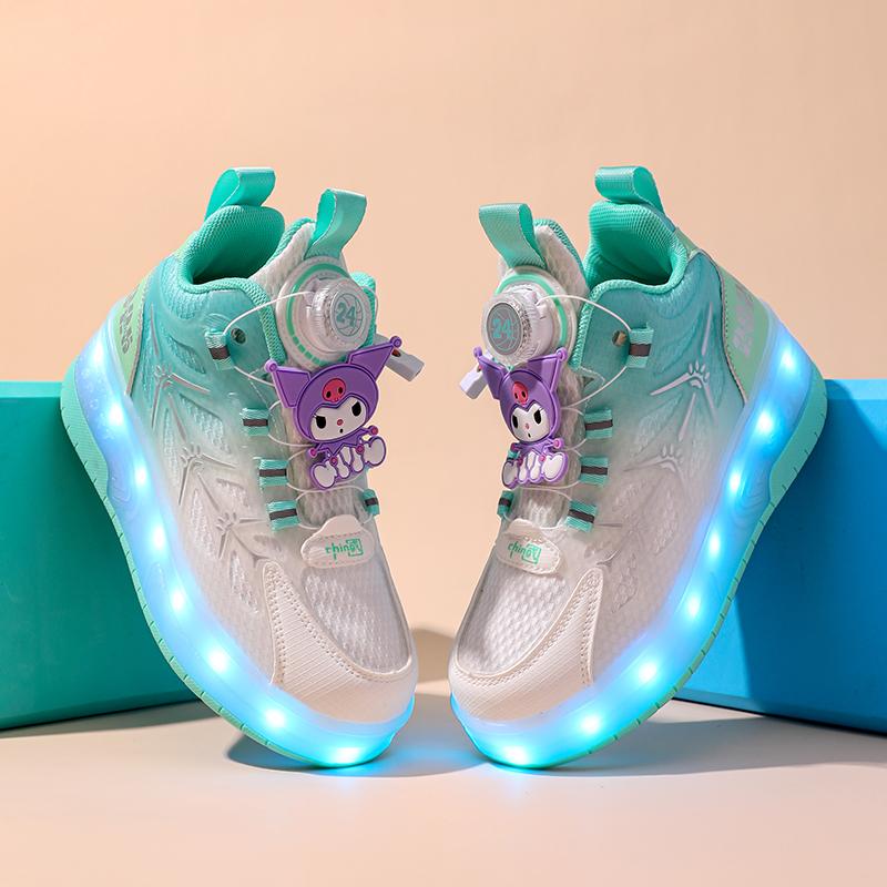 TUINANLE Zapatillas de skate de alta calidad para niños, zapatillas luminosas con luz LED, zapatos de dos ruedas para niños y niñas con carga USB