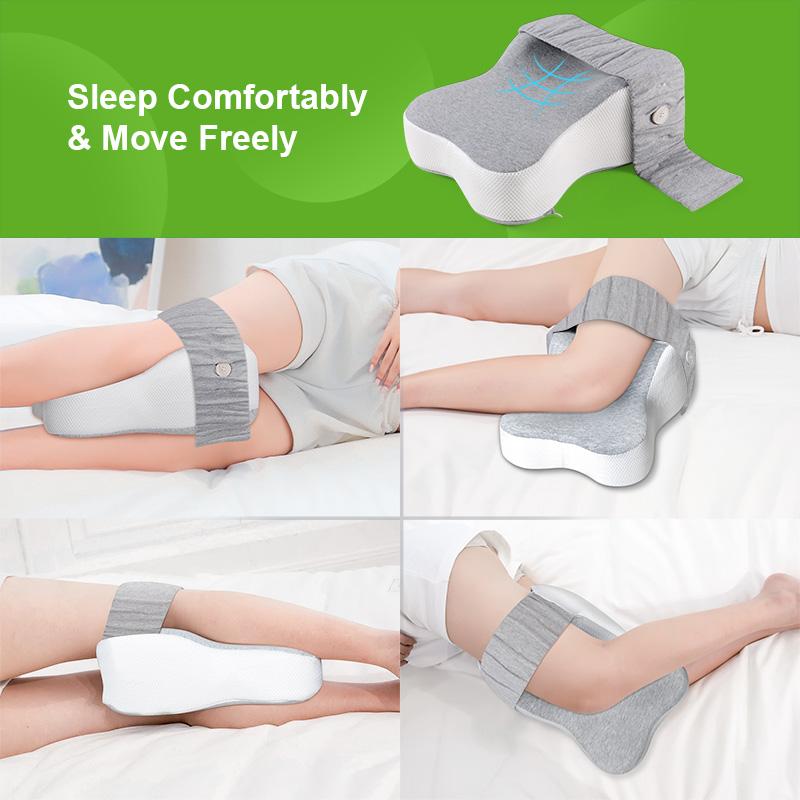 Long 14”Knee Pillow for Side Sleeper Fully Support Thighs and Knees for Required Knee Separation- Leg Pillow - Large, Gray