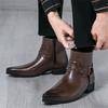 Luxus Design Winter Mode Neue Spitze Punk Nieten Chelsea Motorrad Knöchel Stiefel Für Männer Lässig Hohe Plateau Schuhe