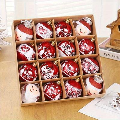 Christmas 16 Pieces/box New Years Ornament Balls Christmas Tree Ornament Gifts Celebration Ornament Balls Hanging Pendant
