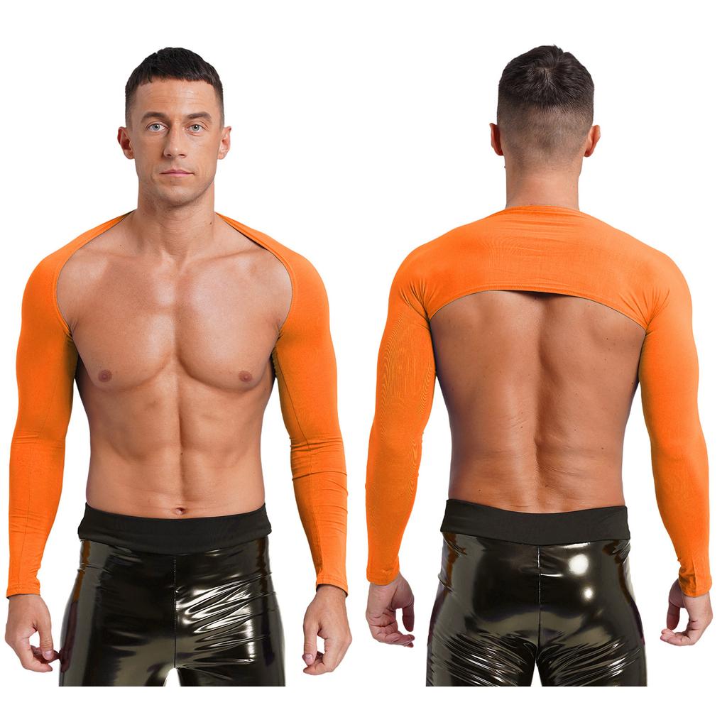 Herren Offene Vorderseite Crop Top Lässig Einfarbige Langarm Strickjacke Fitness Sport Bolero Schulterbedeckung Tops zum Zeigen des Körpers