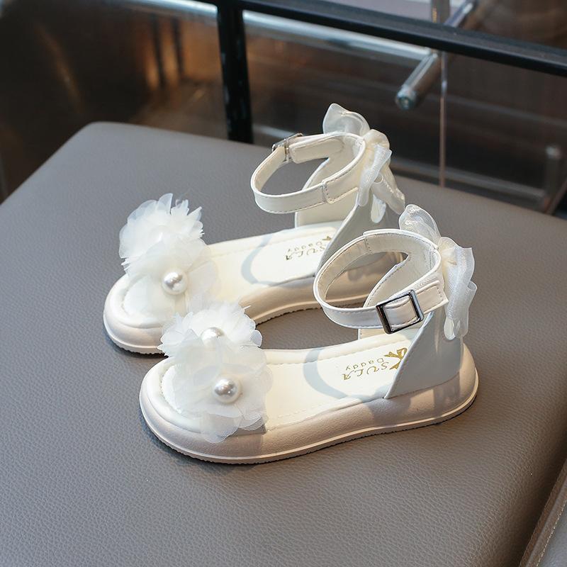 Mädchen Prinzessin Kleid Sandalen Chic Perle Kinder Sommersandalen Neu Elegant Blume Kinder Causal Schleife High-top Römische Sandalen