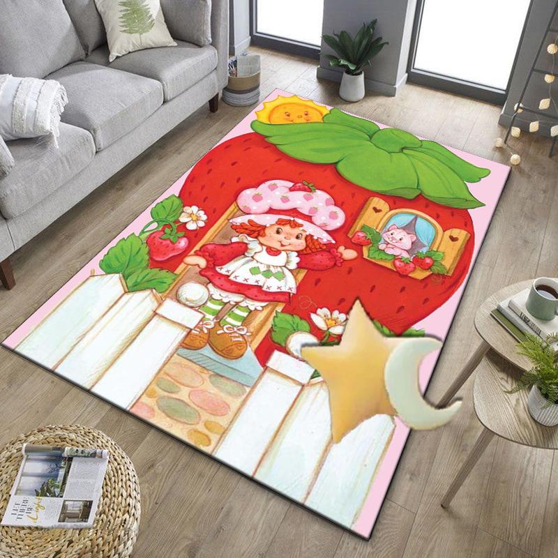 Strawberry Hat And Cat Office Rug Chair Mat, Game Carpet, Suitable for Front Door, Bedroom, Living Room, Desk, Holiday Gift
