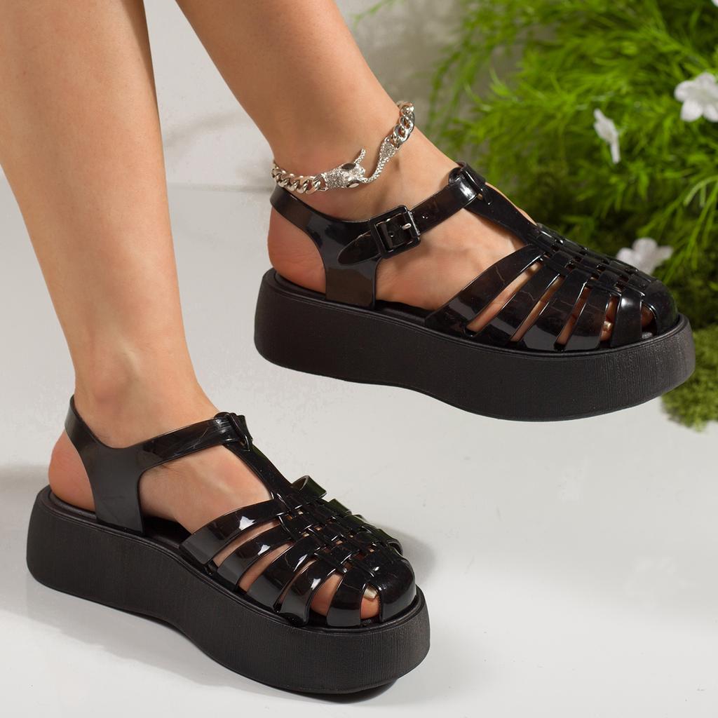 Fashion Womens Sandals Summer Transparent Gladiator Shoes Female Flat Thick Soled Antislip Beach Hollow Out Casual Zapatillas
