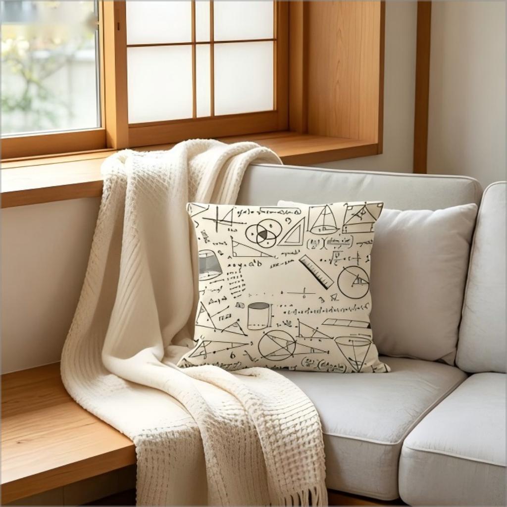 Math Formula Throw Pillow Cover Vintage Handwritten Math Print Decorative Cushion Cover For Home Decor