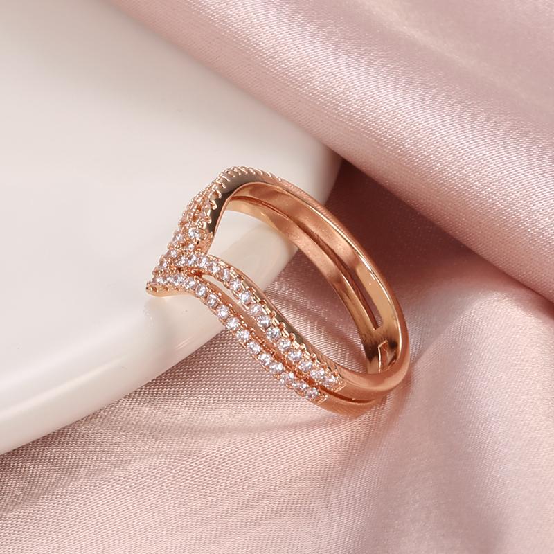 New Arrivals Rose Gold Ring Double Row Micro-Wax Inlay Natural Zircon Hollow Rings Women Wedding Party Fine Jewelry