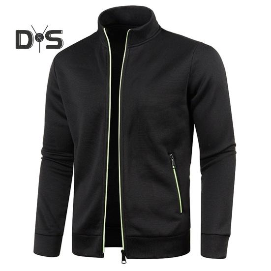

Мужское осенне-зимнее пальто с воротником-стойкой и длинными рукавами, защита шеи на молнии, сплошной цвет, толстая эластичная повседневная мягкая мужская толстовка, куртка 3XL чёрный