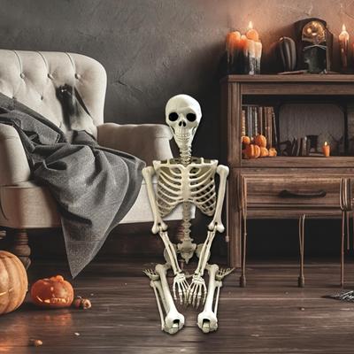 Halloween Skeleton Life Size Human Skeleton With Movable Joints ABS Outdoor Decorations Spooky Photo Props Party Supplies