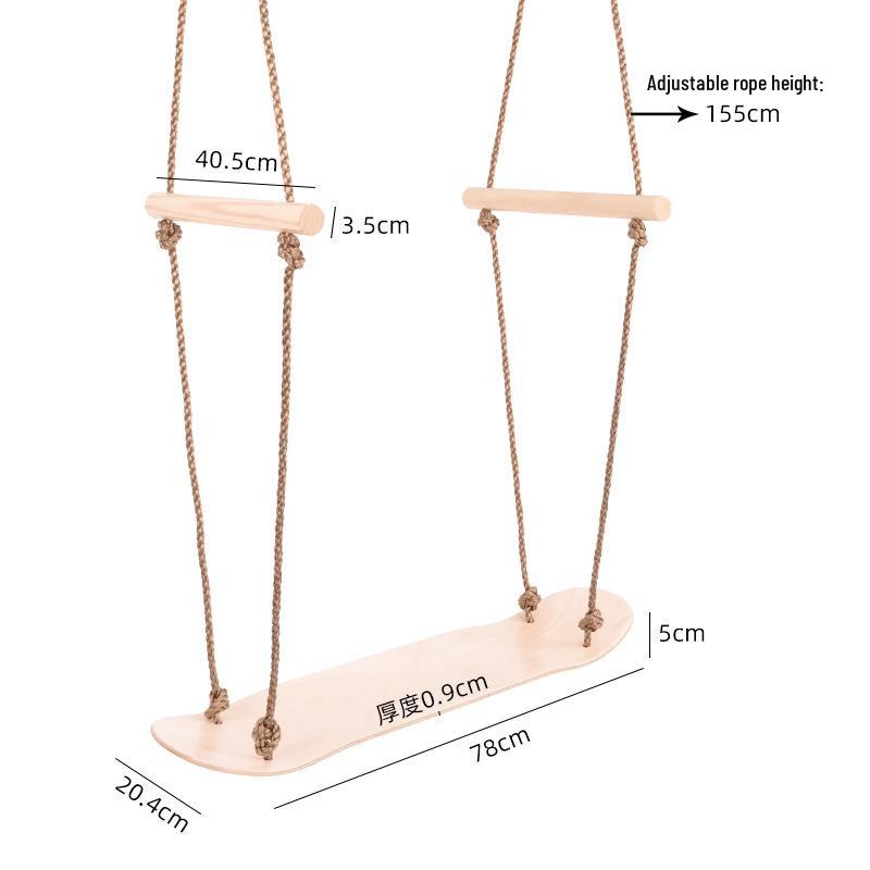 Outdoor Wooden Stand-up Skateboard Swing with Handle for Kids Stand-up Skateboard Swing