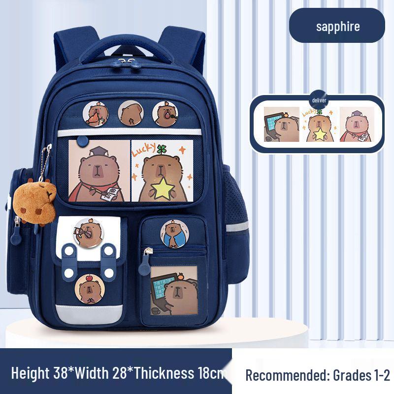 Kids' Lightweight Backpack with Spine Protection for Grades 1-6, Large Capacity, Ideal for Boys and Girls
