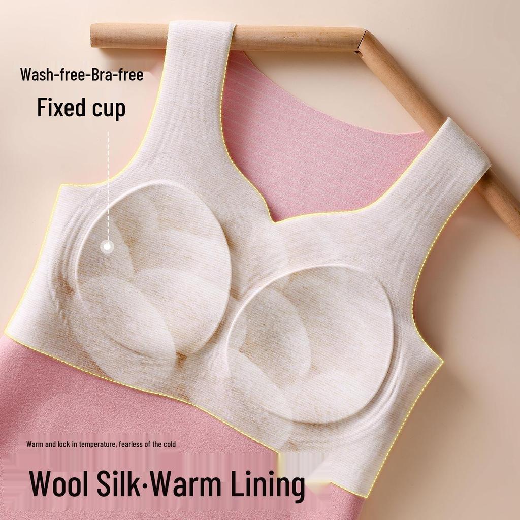 Damen Thermoweste mit Plus Samt - Warme Seiden-Basisschicht mit Brustpolster für Teenager