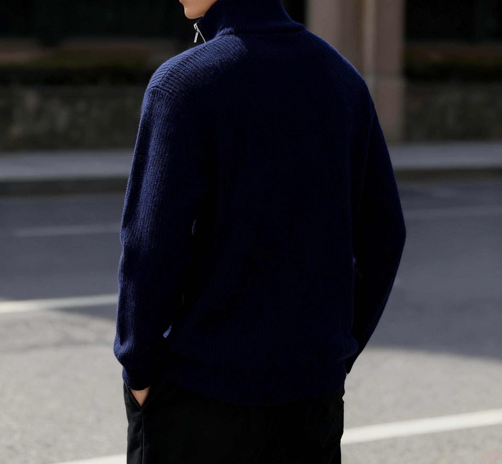 Unisex Square-Line Half-Zip Loose Knit Sweater Coat XL (86-110kg)