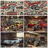 Vintage Hot Car Background Banner Party Decoration Classic Garage Backdrop Supplies Industrial Style Tire Tool Photography Prop