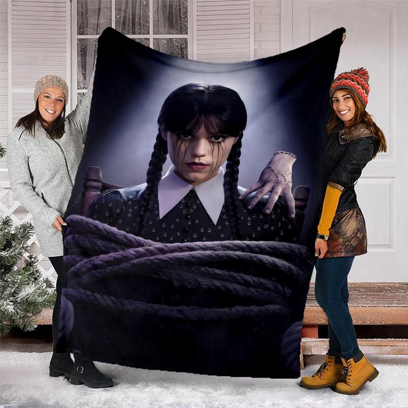Wednesday Theme Printed Blanket - Perfect for Couch, Bed, Travel & Outdoor Use | Machine Washable, Cozy & Durable.