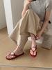 Flip-Flops Women'S Summer Metal Lock Flat Bottom Toe Fashionable Versatile Flip-Flops Women'S Shoes