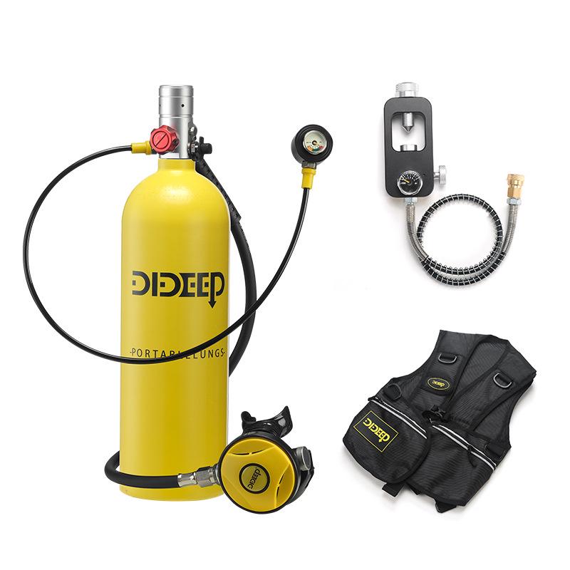 DIDEEP X5000Pro 2L Diving Snorkeling Kit with Scuba Oxygen Tank and Pressure Gauge