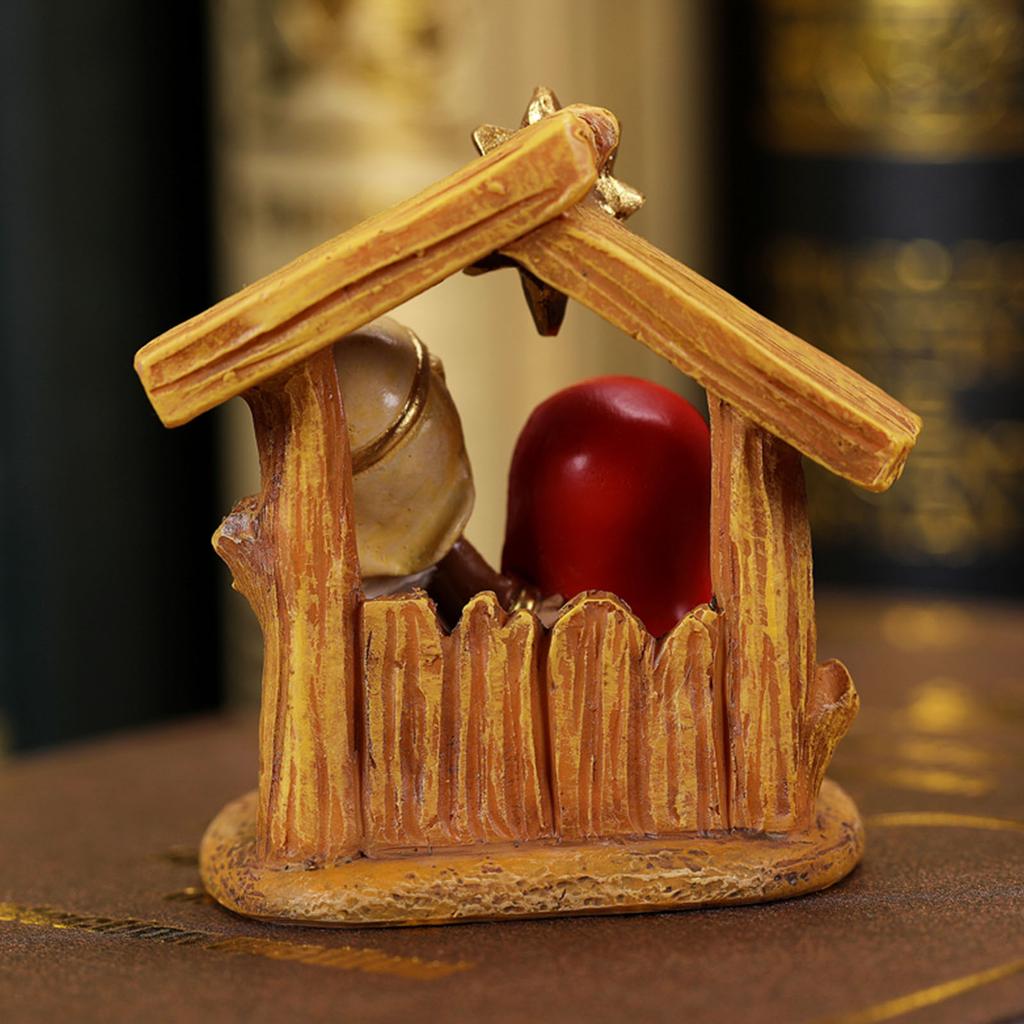 Cartoon Nativity Scene Resins Miniature Statues Tabletop Decors Christmas Figurines For Holiday Display Ornament Gift