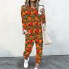Female Round Neck Long Sleeve Sweatshirt And High Waist Straight Trousers Two Piece Everyday Leisure Outfit