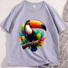 Toucan Bird Tropical Forest Graphic T Shirts Printed Loose Large Casual Comfortable Round Neck Short Sleeve Tshirt Top