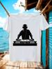 DJ Console Silhouette Graphic T-shirt - White Crew Neck Tee for EDM Fans
