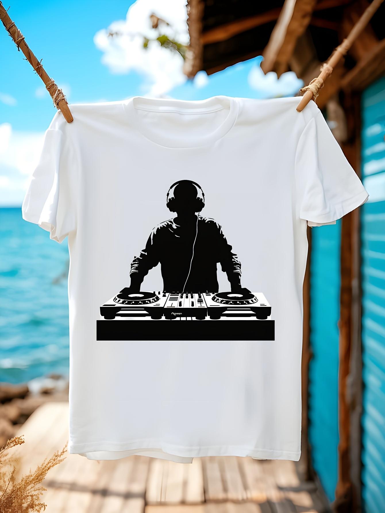 DJ Console Silhouette Graphic Tshirt Graphic Tshirt - Whi... XL