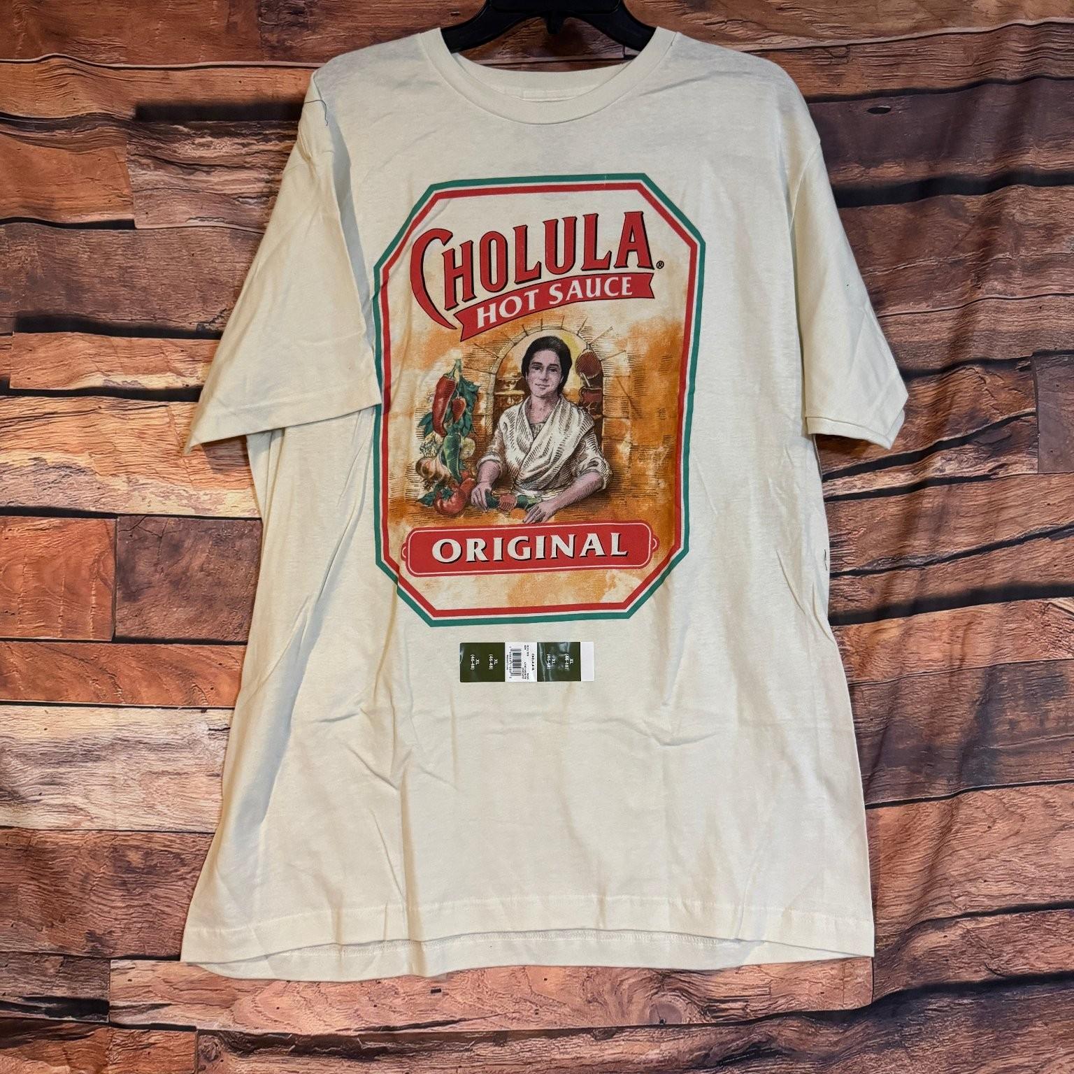 Cholula Men s Cream XL Hot Sauce Original Graphic Cotton Tee Unisex T-Shirt XXL