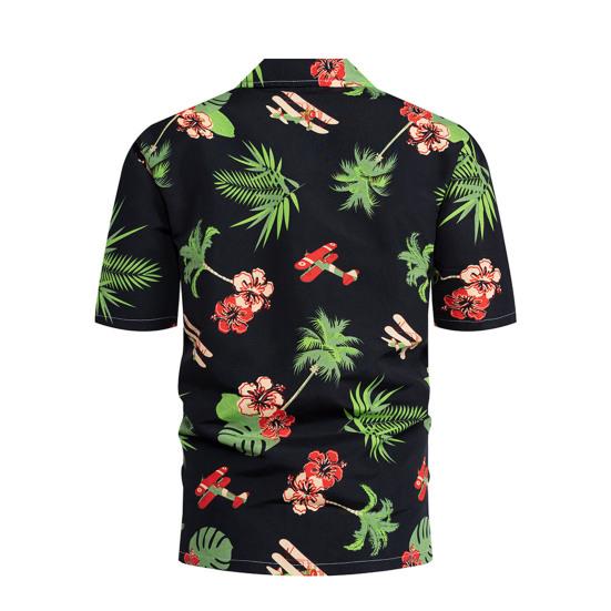 Herreskjorte Bananmønster Enkeltspent Sommer Hawaiisk Knapper Skjorte for Fest