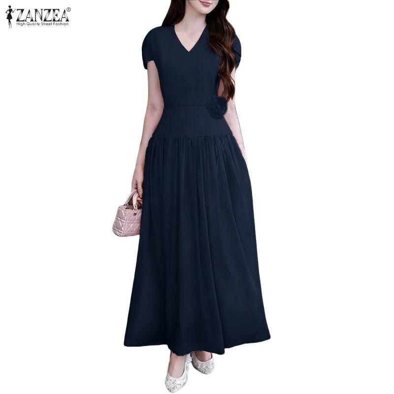 ZANZEA Women CasuaL V-Neck Summer Short Sleeve Dress
