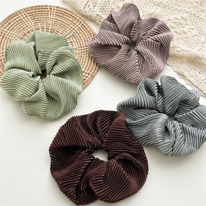 Jedwabiste Kremowe Błyszczące Duże Gumki do Włosów Vintage Delikatny Jednolity Kolor Opaska do Włosów Opaska na Głowę dla Kobiet Dziewcząt Elegancka Elastyczna Gumka do Włosów