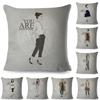 Stylish Woman Cushion Cover Elegant Lady Graphic Print Soft Polyester Sofa Chair Decor Throw Pillow Case