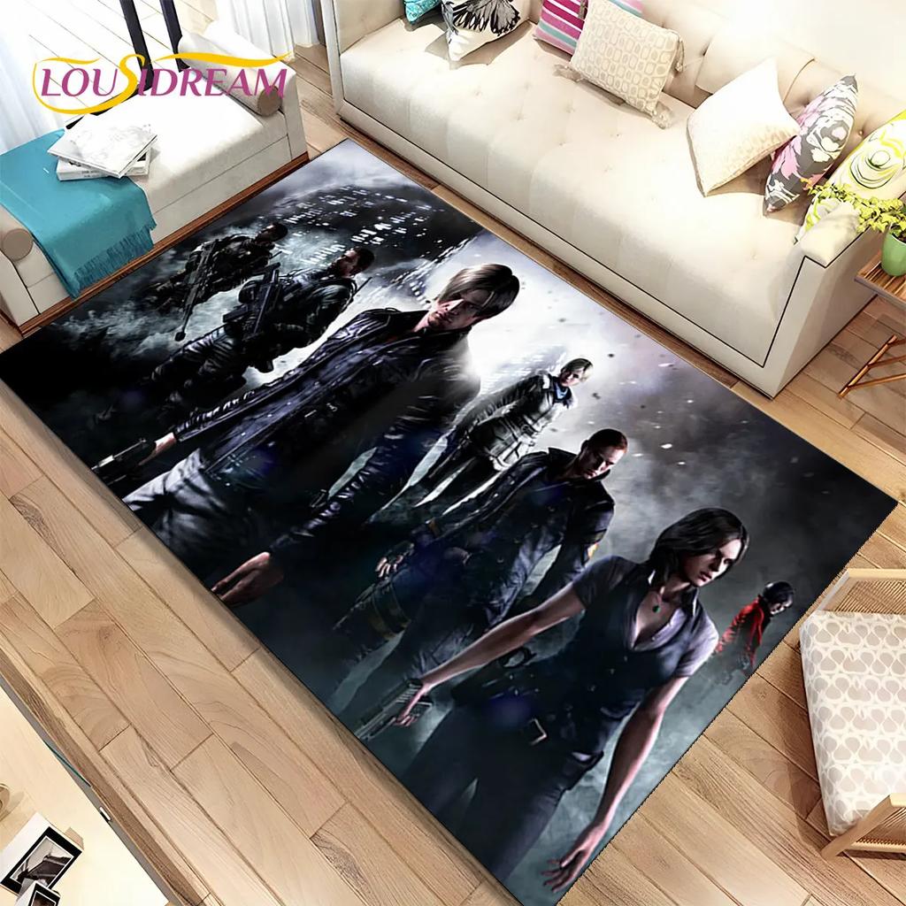 3D R-Resident Evil Games Gamer Area Rug,Carpet Rug for Living Room Bedroom Sofa Doormat Decoration, Kids Play Non-slip Floor Mat