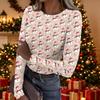 Women's Casual Christmas Print Long Sleeve Top for Holiday Party and Everyday Wear