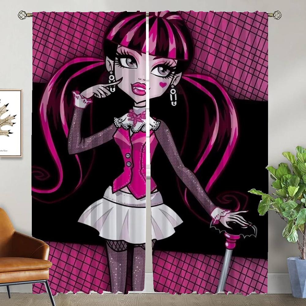 

Window Curtain for Room 2 Panel Draculaura Curtains for Bedroom Home Interior Curtains Partition Shades Halloween Decoration W50xH70cmx2pcs-CL