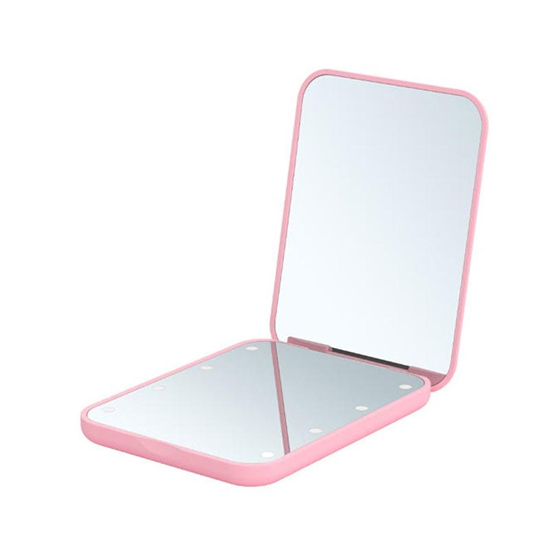 Mini Compact Led Makeup Mirror With Light 2X Magnifying Small Pocket Portable Travel Pink Black Foldable Cosmetic Vanity Mirrors
