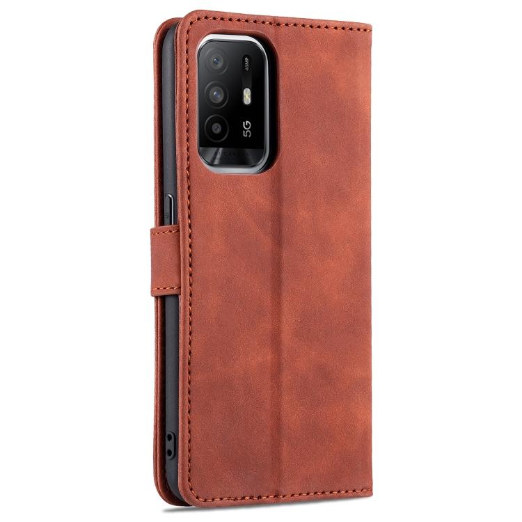 Für OPPO A94 5G / A95 5G / Reno5Z 5G / F19 Pro+ AZNS Hautgefühl Kalbsleder Textur Horizontal Klappbare Ledertasche mit Kartenfächern & Halter & Geldbörse