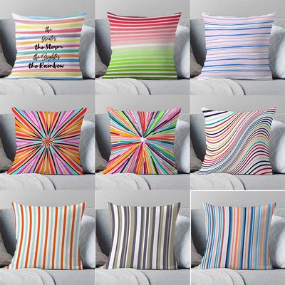 Bunte Streifenmuster Dekokissenbezug Auto Sofa Quadratischer Kissenbezug