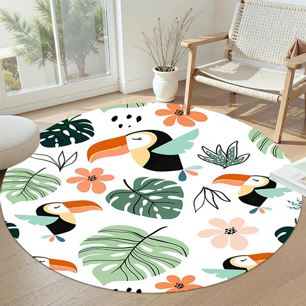 Monstera Leaf Round Floor Mat Suitable for Dining Room Living Rooms Bedrooms Decorate room Anti-slip Round Rug Decorate Offices