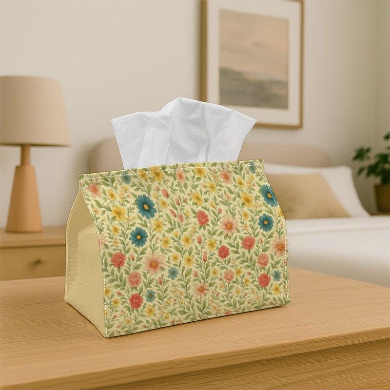 1pc Vintage Botanical Style Tissue Box Cover - Floral Design Soft Pastel Tissue Box Holder, Versatile Tissue Holder for Home, Vehicle, And Party Decor