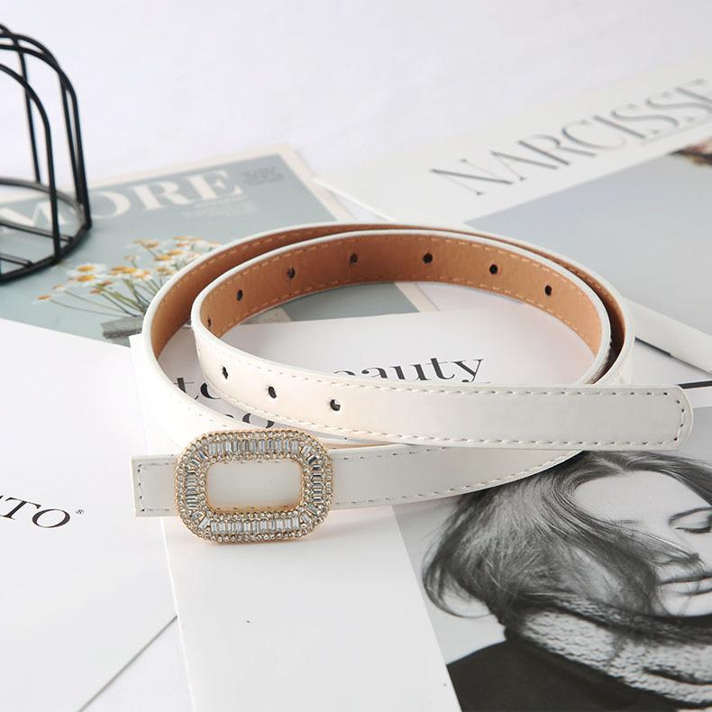 

And Versatile Belt Slimming With Shiny Metal Buckle Belt Dress Decoration білий