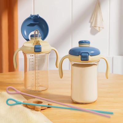 Straw Brush 2 Pieces Straw Cleaner Brush Extra Long Non-Slip Silicone Cleaning Tool 6mm 9mm Reusable Pipe Washer For Lid