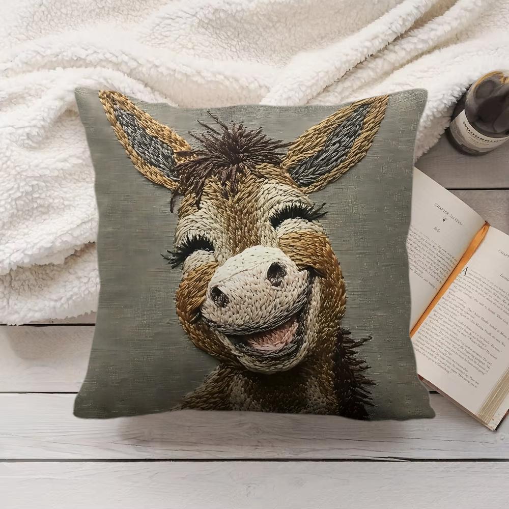Spooky Goat Face 2D Cool Cushion Cover Silky Short Plush Invisible Zipper Dustproof Sofa Pillow Case For Home Decor